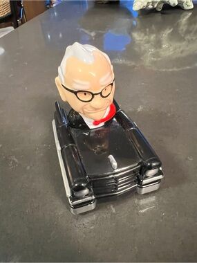 Warrant Buffet- Black Car Dash Ornament with Character Bust - gift